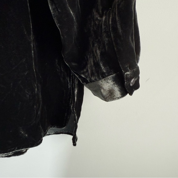 NWT Eileen Fisher Mandarin Collar Long Shirt Silk Ivy Crushed Velvet PL Petite L - Picture 12 of 16